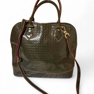 Arcadia Dark Green Patent Leather Bowler Style Bag